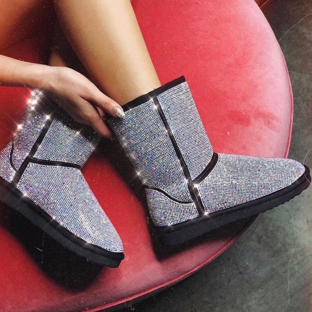 Silver Short Sequins Boots